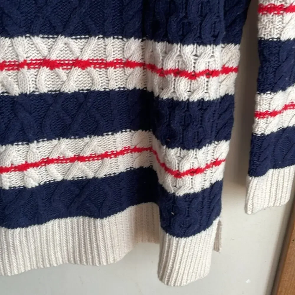 J.Crew Gabby Stripe Cable Knit Wool Tunic Sweater